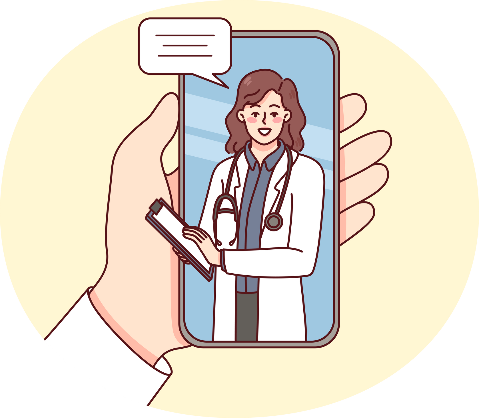 Doctor consult patient online on mobile phone